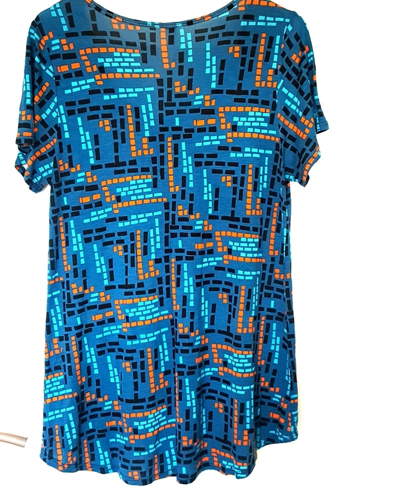 LulaRoe Blue/Orange Classic T-shirt - Picture 3 of 3